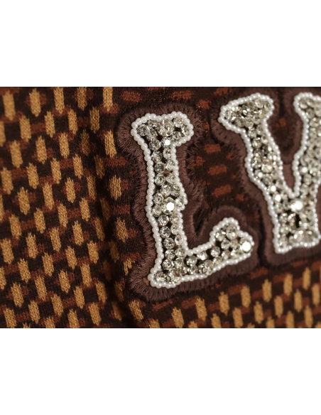 Louis Vuitton Pharrell diamond logo checkerboard knit short-sleeve,Louis Vuitton