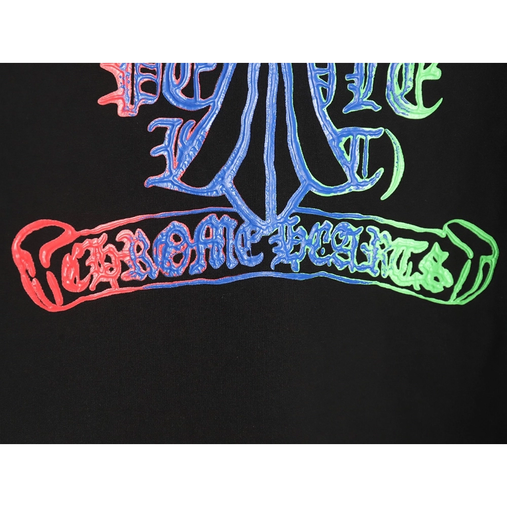 Chrome Hearts Sanskrit Cross Color Foam Printed T-Shirt TSK1,Chrome Hearts