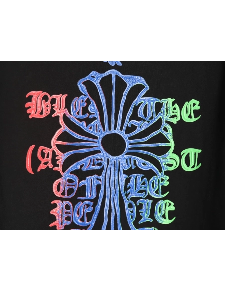 Chrome Hearts Sanskrit Cross Color Foam Printed T-Shirt TSK1,Chrome Hearts
