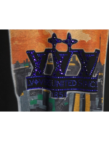 Louis Vuitton World Map Art Print Rhinestone Short Sleeve T-Shirt TSK1,Louis Vuitton