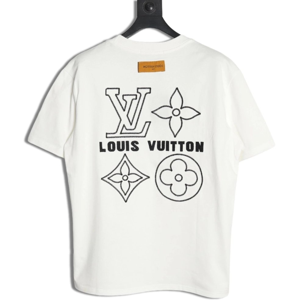 Louis Vuitton embroidered monogram logo short sleeves,Louis Vuitton