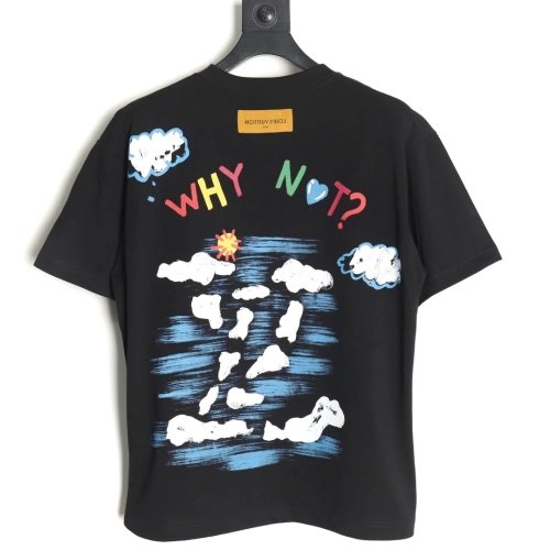 Louis Vuitton Back Painted Cloud Graffiti Short Sleeve T-shirt TSK1,Louis Vuitton