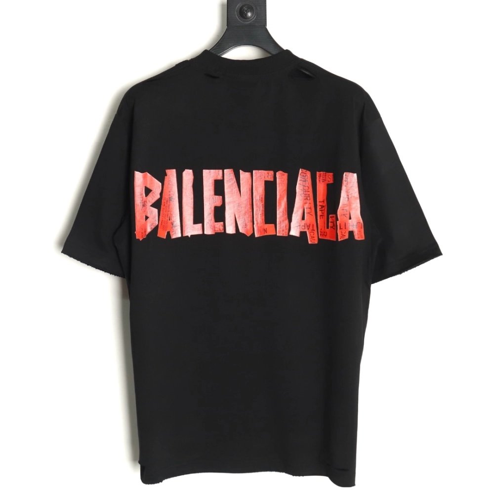 Balenciaga Tape Print Short Sleeve T-Shirt,Balenciaga