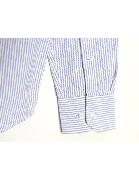Thom Browne Striped Oxford Classic Four Stripe Long Sleeve Shirt,Thom Browne