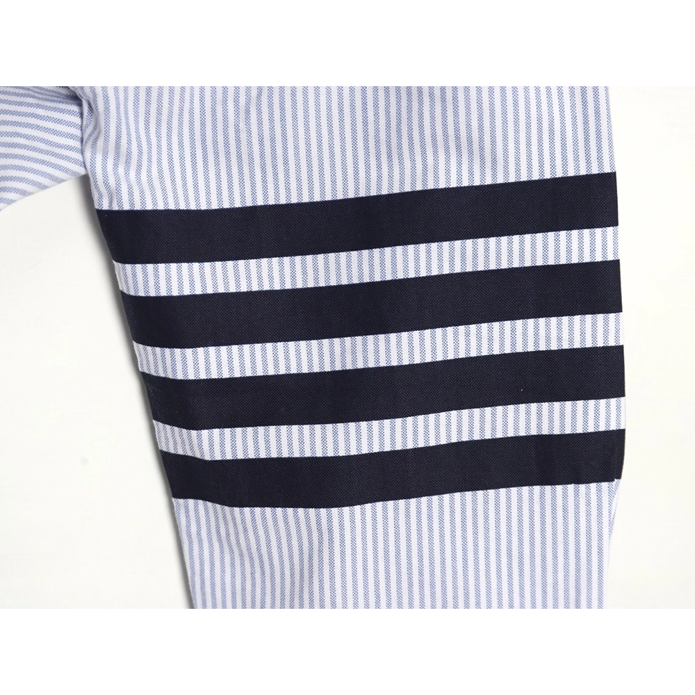 Thom Browne Striped Oxford Classic Four Stripe Long Sleeve Shirt,Thom Browne