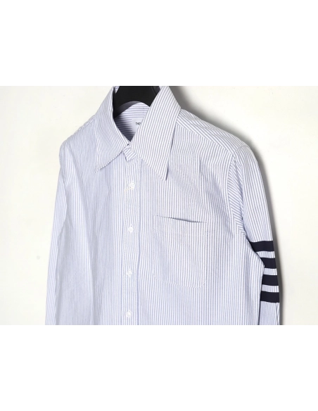 Thom Browne Striped Oxford Classic Four Stripe Long Sleeve Shirt,Thom Browne