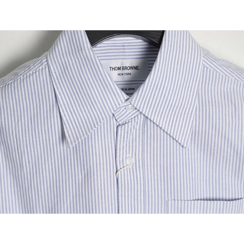 Thom Browne Striped Oxford Classic Four Stripe Long Sleeve Shirt,Thom Browne