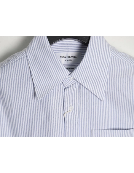 Thom Browne Striped Oxford Classic Four Stripe Long Sleeve Shirt,Thom Browne