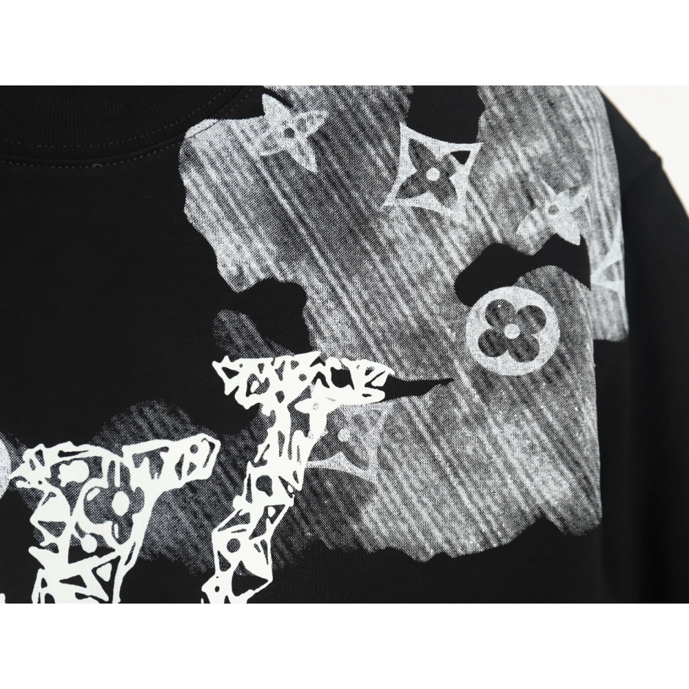 Louis Vuitton ink smudged letters printed short sleeves TSK1,Louis Vuitton