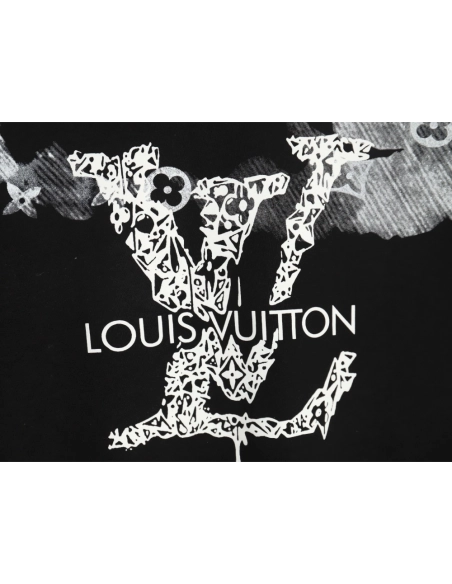 Louis Vuitton ink smudged letters printed short sleeves TSK1,Louis Vuitton