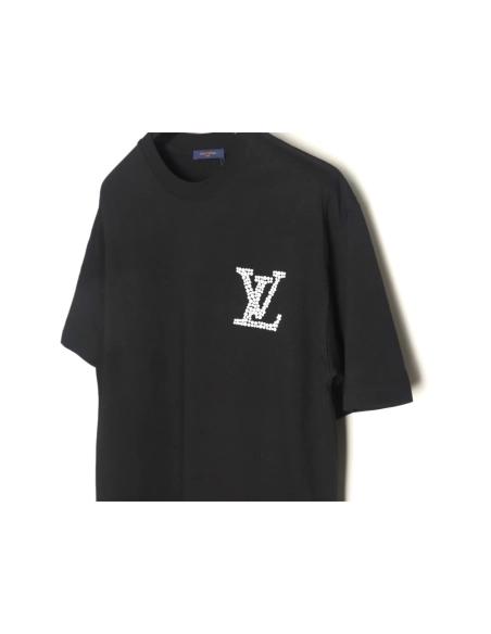 Louis Vuitton pearl hot diamond letter logo short sleeve TSK1,Louis Vuitton