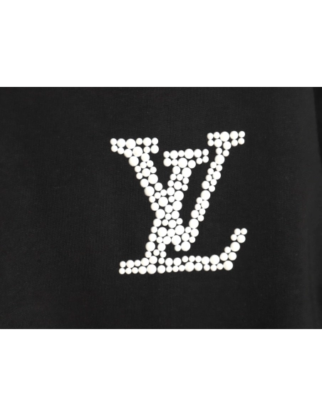 Louis Vuitton pearl hot diamond letter logo short sleeve TSK1,Louis Vuitton