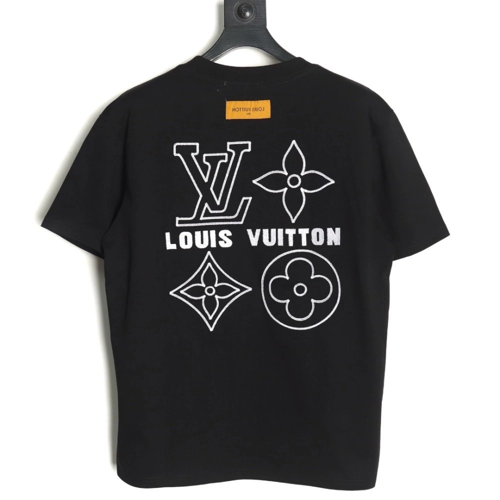 Louis Vuitton embroidered monogram logo short sleeves TSK1,Louis Vuitton