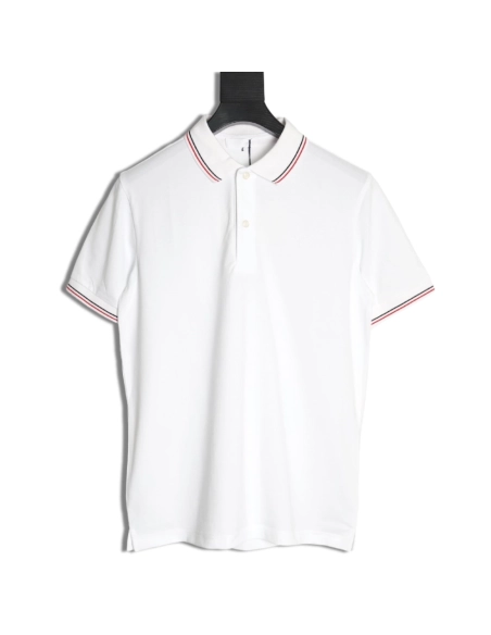 Prada embroidered logo red edge short-sleeve polo shirt,Prada