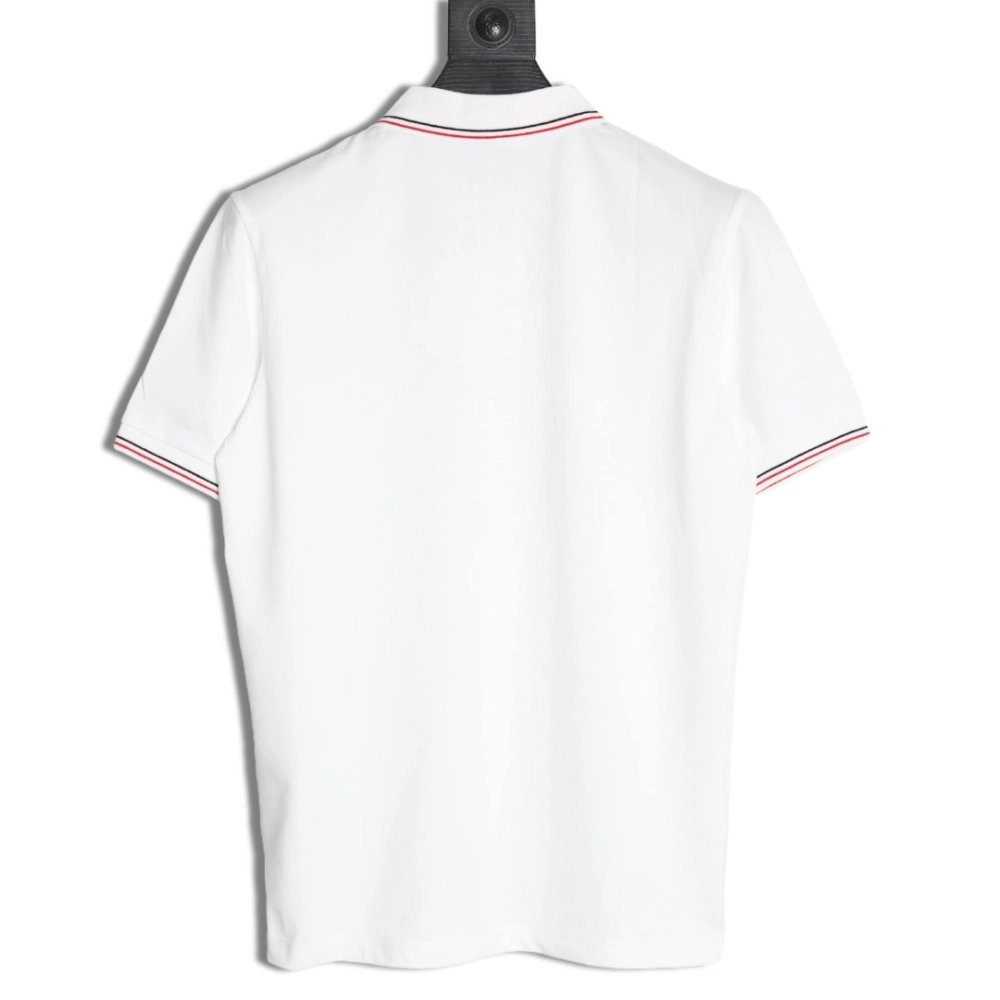 Prada embroidered logo red edge short-sleeve polo shirt,Prada