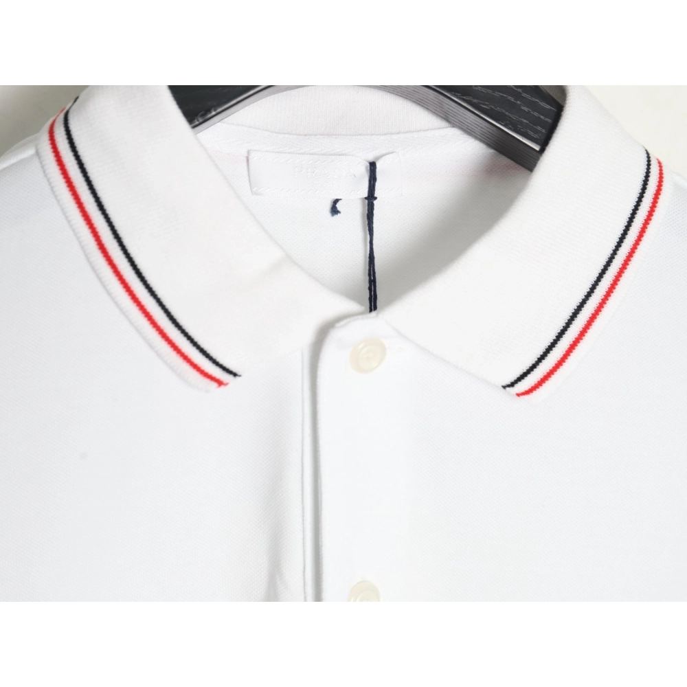 Prada embroidered logo red edge short-sleeve polo shirt,Prada