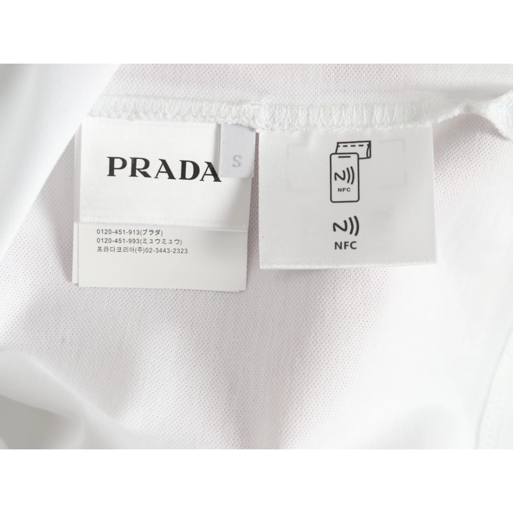 Prada embroidered logo red edge short-sleeve polo shirt,Prada