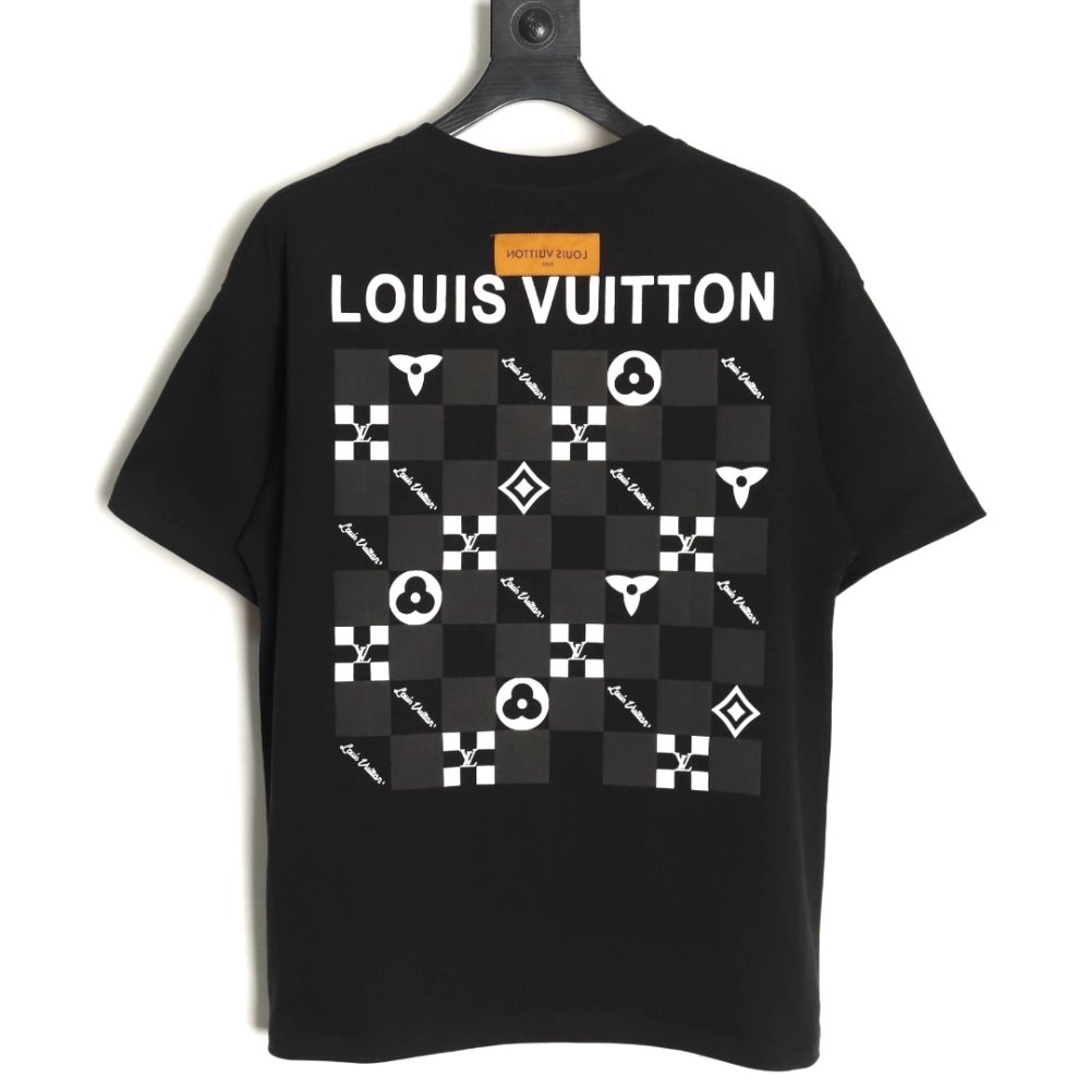 Louis Vuitton Back Checkerboard Short Sleeve T-Shirt TSK1,Louis Vuitton