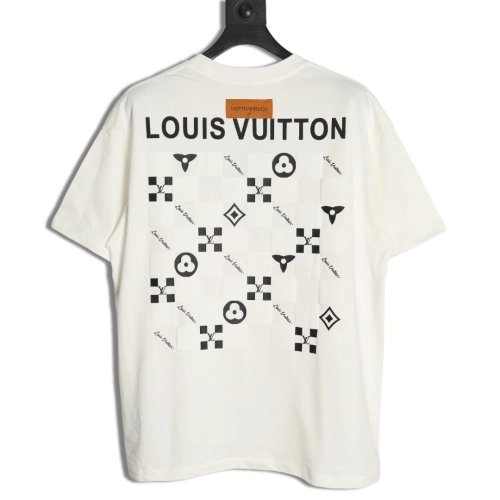 Louis Vuitton Back Checkerboard Short Sleeve T-Shirt,Louis Vuitton