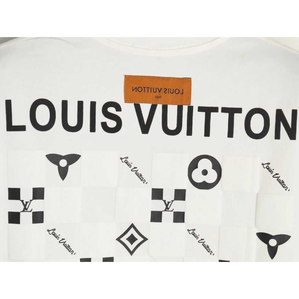 Louis Vuitton Back Checkerboard Short Sleeve T-Shirt,Louis Vuitton
