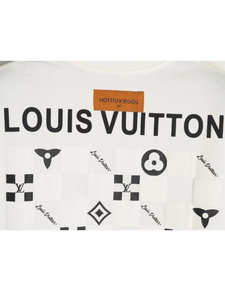 Louis Vuitton Back Checkerboard Short Sleeve T-Shirt,Louis Vuitton