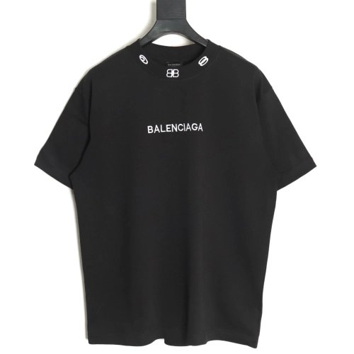 Balenciaga collar double B embroidered logo round neck short-sleeved T-shirt TSK1,Balenciaga