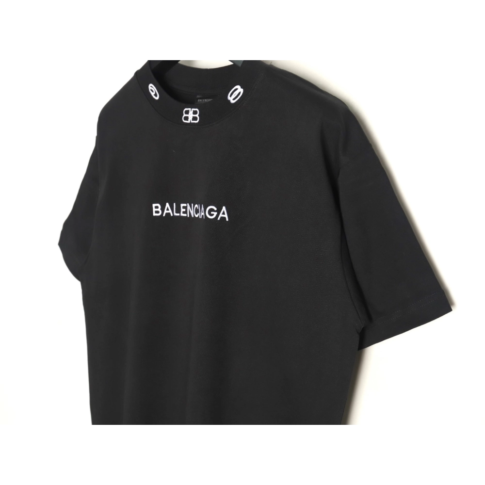 Balenciaga collar double B embroidered logo round neck short-sleeved T-shirt TSK1,Balenciaga
