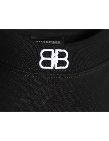 Balenciaga collar double B embroidered logo round neck short-sleeved T-shirt TSK1,Balenciaga