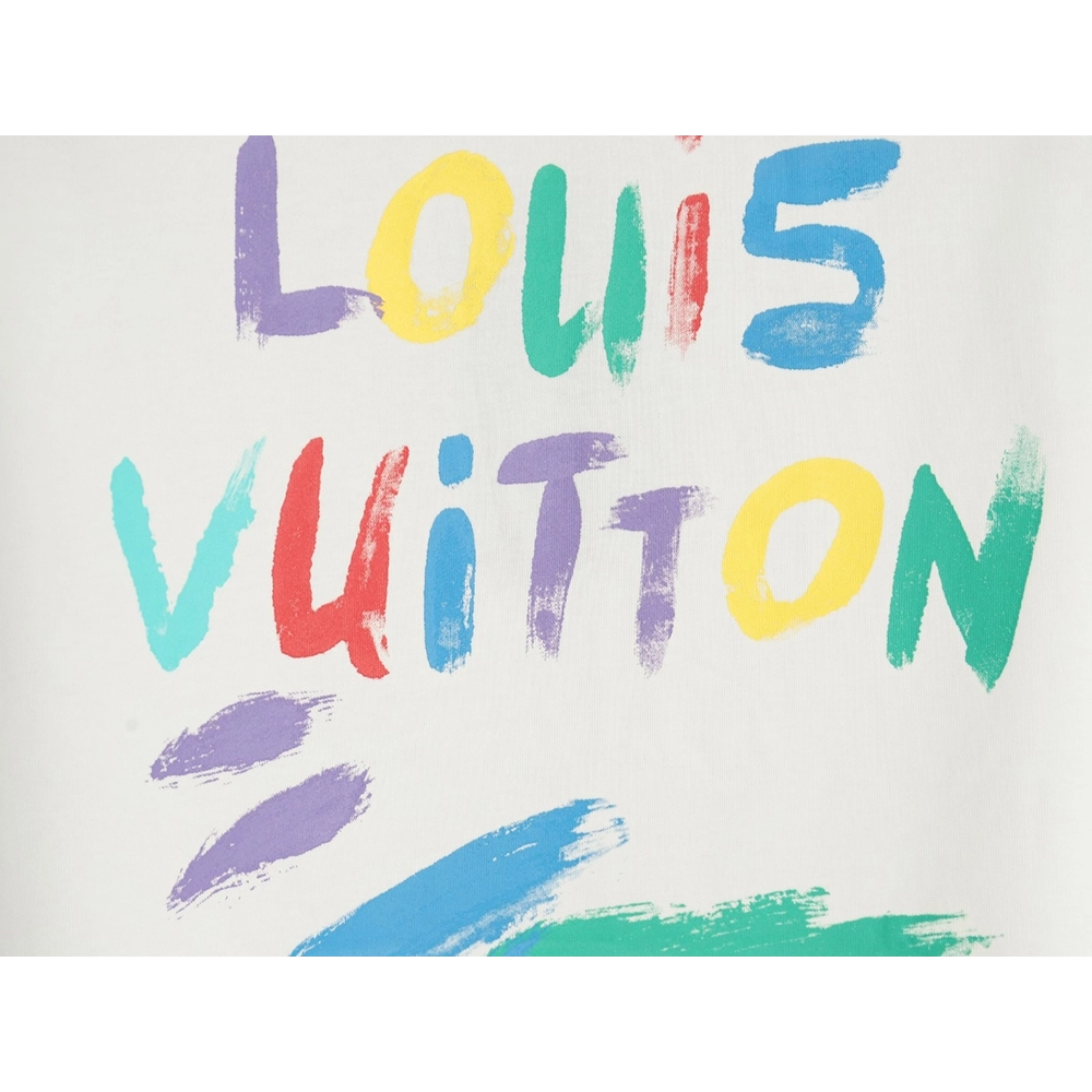 Louis Vuitton hand-painted colorful logo graffiti short-sleeved T-shirt,Louis Vuitton