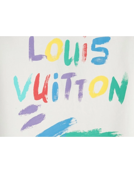 Louis Vuitton hand-painted colorful logo graffiti short-sleeved T-shirt,Louis Vuitton