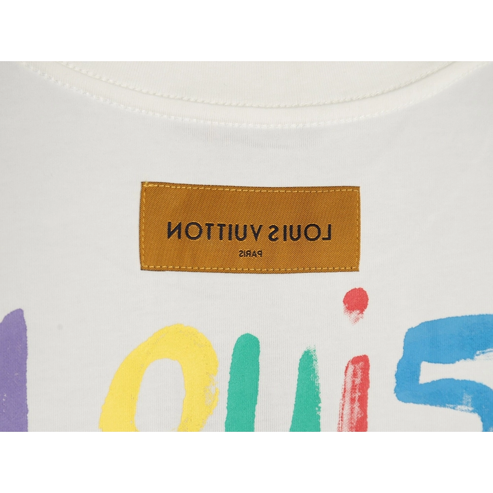 Louis Vuitton hand-painted colorful logo graffiti short-sleeved T-shirt,Louis Vuitton