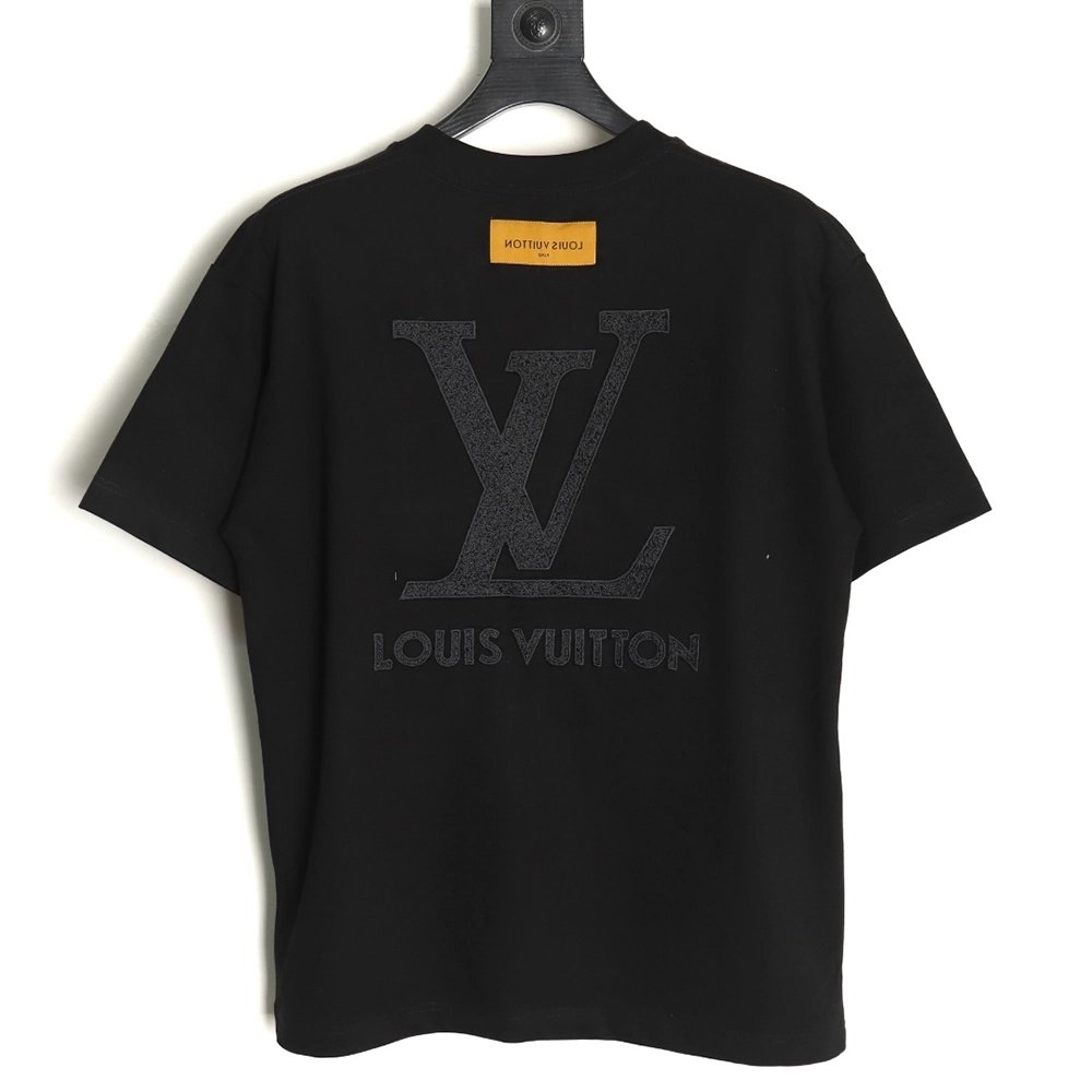 Louis Vuitton dark pattern large logo embroidered short sleeve T-shirt TSK1,Louis Vuitton