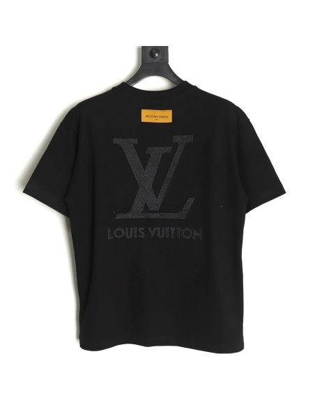 Louis Vuitton dark pattern large logo embroidered short sleeve T-shirt TSK1,Louis Vuitton