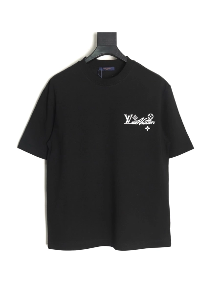 Louis Vuitton Laminating Lettering Hot Diamond Short Sleeves TSK1,Louis Vuitton