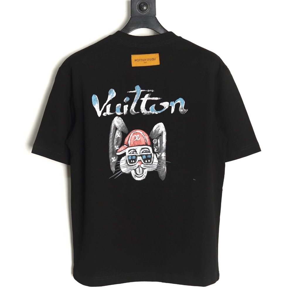 Louis Vuitton hand-painted graffiti rabbit head print short-sleeve TSK1,Louis Vuitton