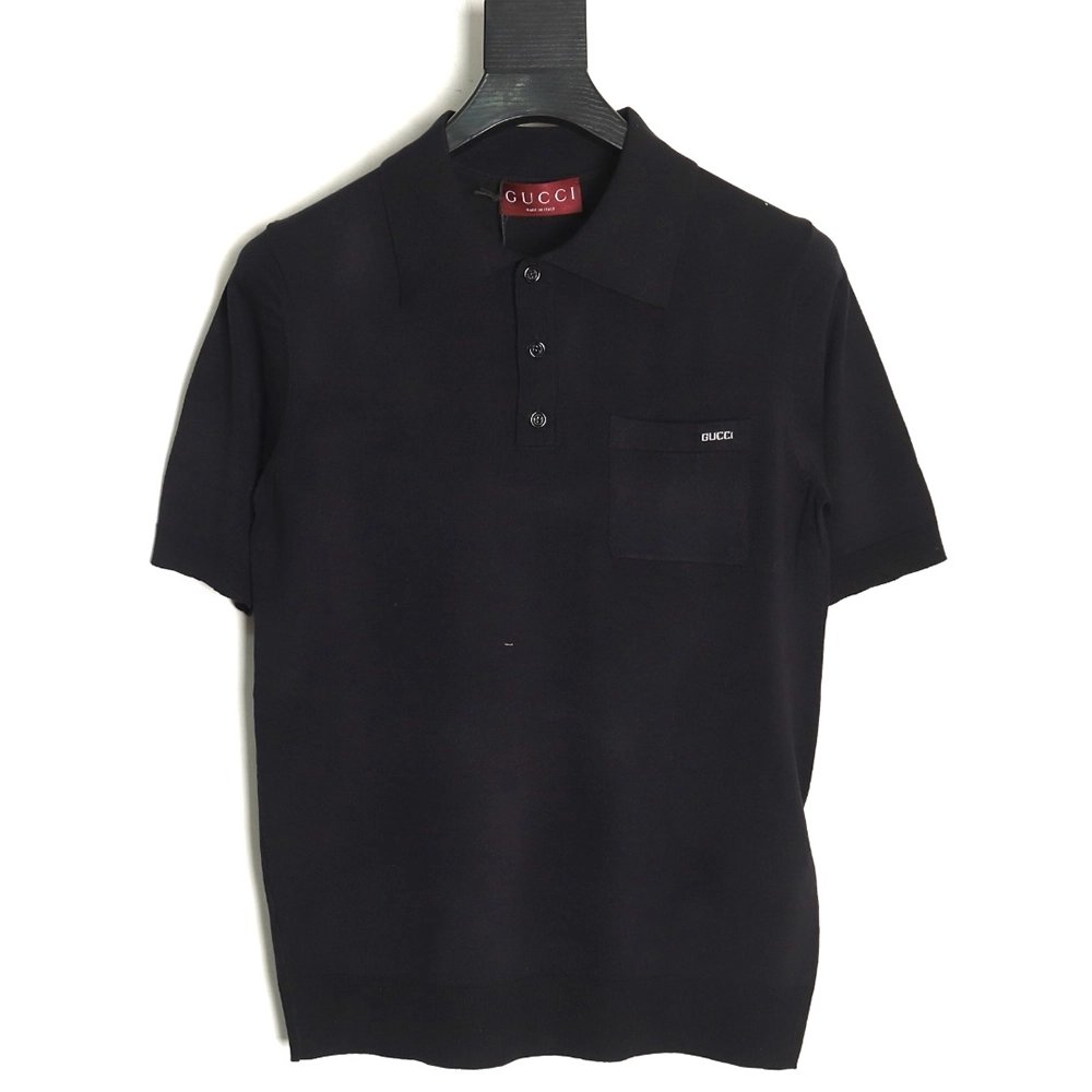 Gucci Small Logo Intarsia Knitted Short Sleeve Polo Shirt,Gucci