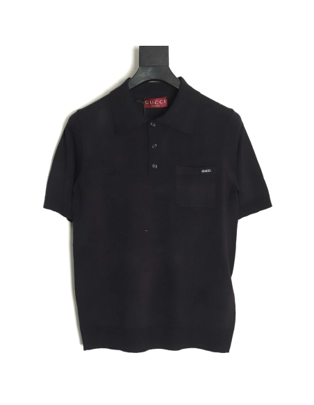 Gucci Small Logo Intarsia Knitted Short Sleeve Polo Shirt,Gucci
