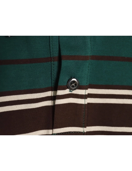 Prada Green Striped Long Sleeve Polo Shirt,Prada