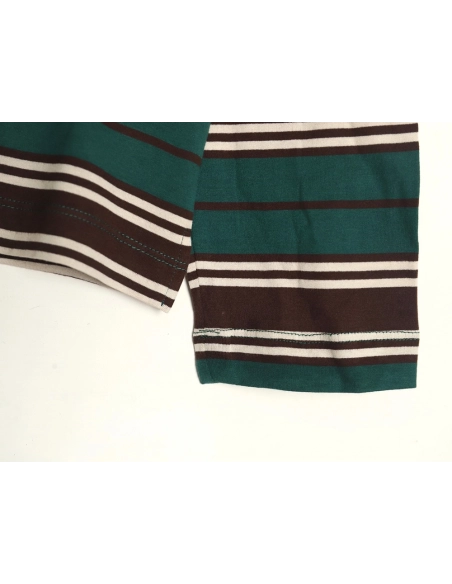 Prada Green Striped Long Sleeve Polo Shirt,Prada