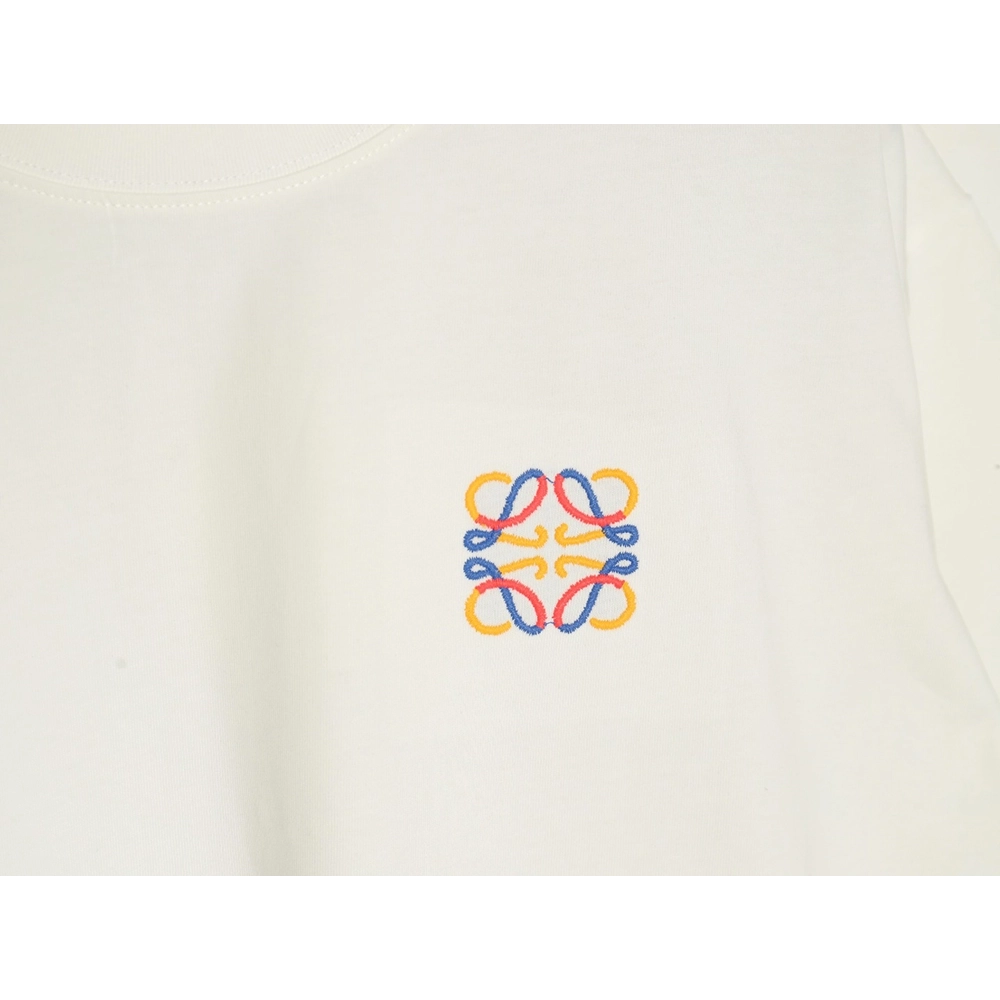 Loewe chest colorful logo embroidery logo short sleeve T-shirt,Loewe