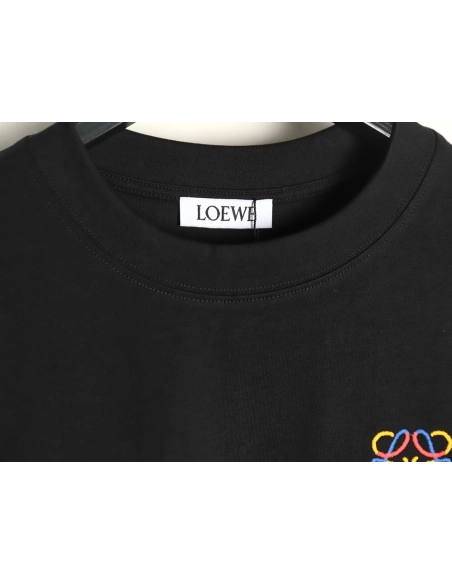 Loewe chest colorful logo embroidery logo short sleeve T-shirt TSK1,Loewe