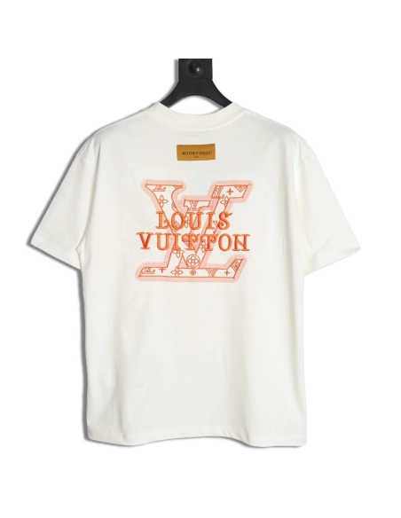Louis Vuitton large logo lettering rope embroidery short-sleeved T-shirt,Louis Vuitton