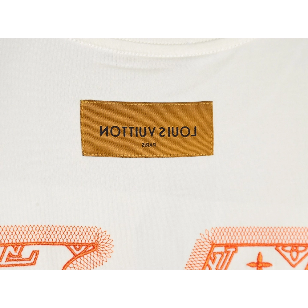 Louis Vuitton large logo lettering rope embroidery short-sleeved T-shirt,Louis Vuitton
