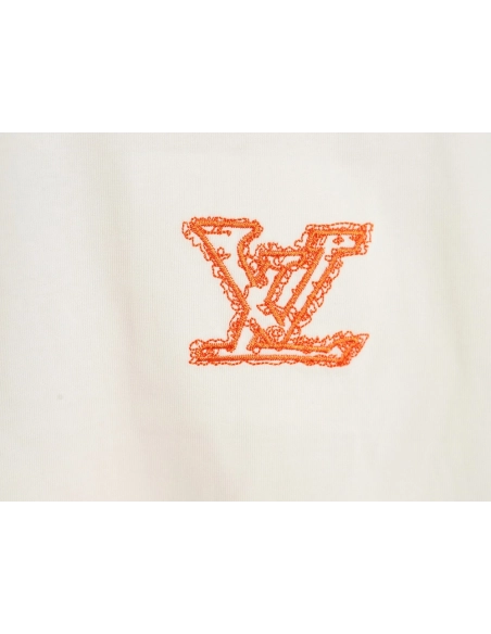 Louis Vuitton large logo lettering rope embroidery short-sleeved T-shirt,Louis Vuitton