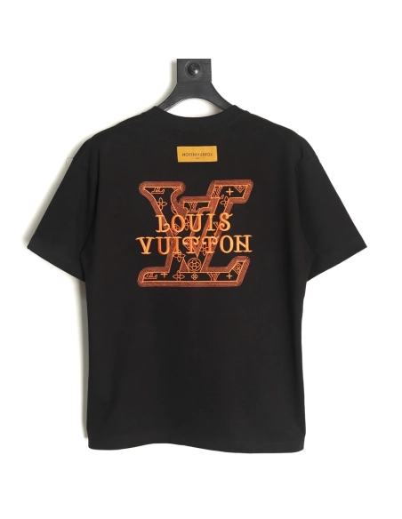 Louis Vuitton large logo lettering rope embroidery short-sleeved T-shirt TSK1,Louis Vuitton