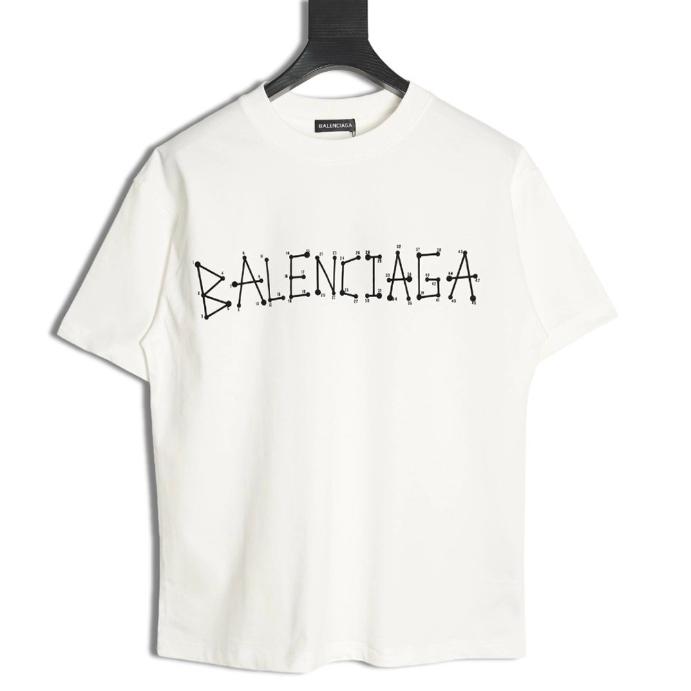 Balenciaga geometric logo double B flocked short-sleeved T-shirt,Balenciaga