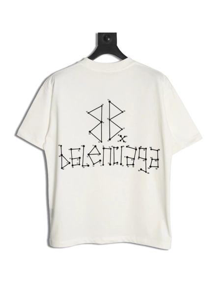 Balenciaga geometric logo double B flocked short-sleeved T-shirt,Balenciaga