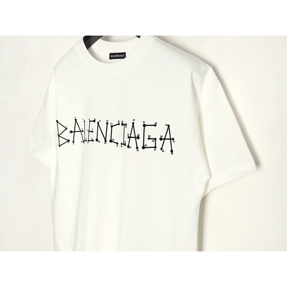 Balenciaga geometric logo double B flocked short-sleeved T-shirt,Balenciaga
