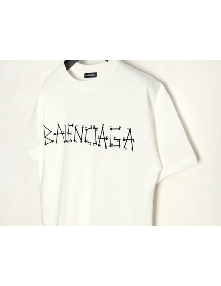 Balenciaga geometric logo double B flocked short-sleeved T-shirt,Balenciaga