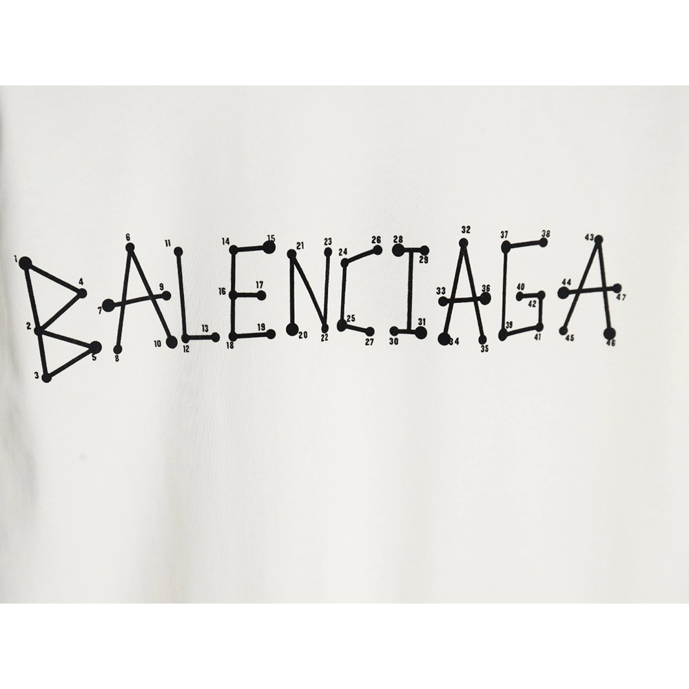 Balenciaga geometric logo double B flocked short-sleeved T-shirt,Balenciaga
